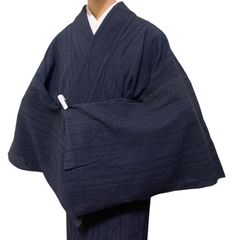 R-1276　着物　単衣　織柄　裄66.5センチ　レディース