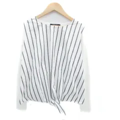 メイソングレイ MAYSON GREY ニット カットソー ラウンドネック 長袖 ストライプ柄 切替 2 オフホワイト チャコールグレー /HO22