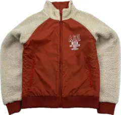 adidas ☆ リバーシブル◎ カレッジロゴ ボア フリースジャケット ナイロンジャケット M オレンジ ホワイト スポーツ アディダス■E277