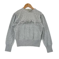 美品 earth music&ecology アースミュージックアンドエコロジー レース オールシーズン 長袖ニット アクリル グレー レディース M【古着】【中古】【送料無料】