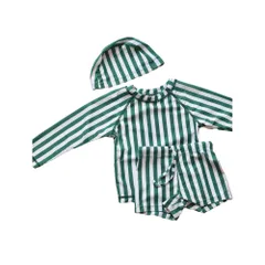 ☆ ストライプ ☆ 80cm ☆ ベビー キッズ 水着 セパレート 帽子付き UVカット キッズ 水着 セパレート 男の子 スイムウェア スイミングウェア 上下セット 子供 子ども こども ジュニア 長袖 ラッシュガード おしゃれ 海パン スイムパンツ