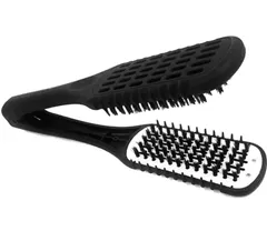 髪ブラシ 縮毛 ストレートブラシ 櫛 ツインブラシ サラサラ fogman ブラック/ホワイト