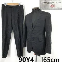VINCENZO LILOIA★上下セットアップ/秋冬スーツジャケット&パンツ【90Y4/メンズS-M程度/黒/black/ストライプ】Jackets/Set up◆cBH886