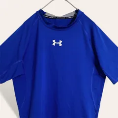 ♥️人気 アンダーアーマー UNDER ARMUR 青 スーパーストレッチ アクティブスポーツ トレーニングウェア ハイネック ロゴプリント 半袖 トップ S メンズ 4619
