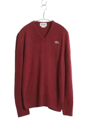 【お得なクーポン配布中!】 70s ラコステ Vネック ニット セーター メンズ レディース M 古着 ヴィンテージ 100% カシミヤ ワンポイント シンプル バーガンディ 薄手