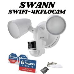 Swann 4K WiFiカメラ フラッシュライト搭載 セキュリティカメラ 熱検知 動作検知機能 双方向通話 IP65 屋外 防犯カメラ SWIFI-4KFLOCAM