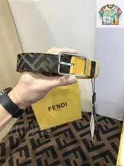 【今日WTO】FENDI 35MM デニム老花斜紋 F マーク ベルト - NFC 対応-1-AY92
