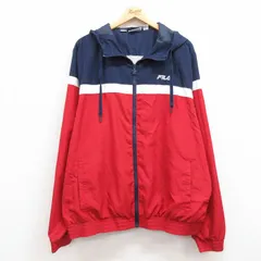 XL/古着 フィラ FILA 長袖 ジャケット パーカー メンズ ワンポイントロゴ 赤他 レッド 内側メッシュ 25feb14 中古 アウター ジャンパー ブ