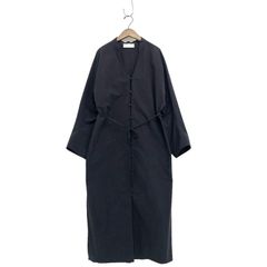 23AW Mame Kurogouchi マメクロゴウチ Nidom Cotton Shirt Dress ニドム加工シャツドレス ワンピース ネイビー 2 MM23PF-DR710