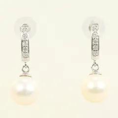 K10WG　ピアス　earring　パール　（真珠）　ジルコニア　総重量約1.4g