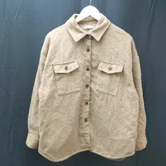 ◇ earth music&ecology カジュアルテイスト 胸ポケット 長袖 ジャケット サイズF ベージュ レディース E  【1304210008528】