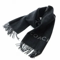 コーチ COACH マフラー フリンジ ロゴ バイカラー カシミヤ混 ウール グレー 黒 ブラック /AQ ■GY12のサムネイル