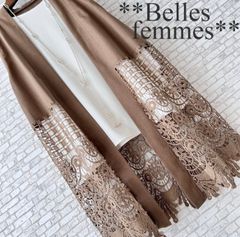 43004モカ★新品M～L★リネン混レースジレ*夏の涼し気な印象*涼しさとお洒落を追求*トッパーロングベスト*麻レーヨン