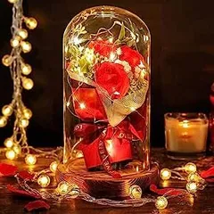 枯れない花 バラ造花 LEDライト 電池式 ローズ造花 薔薇 花束 フラワーライト フラワーギフト バレンタインデー 母の日 誕生日 結婚記念日 クリスマス お祝い プレゼント 女性 妻 彼女への贈り物 (バラ花束+暖かい白ライト)