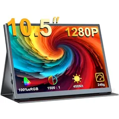 【新着商品】モバイルモニター 10.5インチ EVICIV ポータブルディスプレイ 超軽量248g 3:2画面比 100%sRGB広色域 高輝度450nits サブモニタ FHD1280P VESA モバイルディスプレイ 小型ポータブルモニター ゲーミング 0