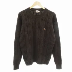 アベイシングエイプ A BATHING APE ケーブルニット セーター ロゴ刺繍 クルーネック 長袖 M 茶 ブラウン /AE ☆AA★のサムネイル