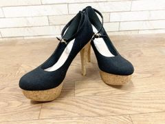 美品 ヒール パンプス 厚底 ハイヒール 2WAY ヒール高さ14㎝ コルク ストラップ付 サイズ23㎝ (他188)