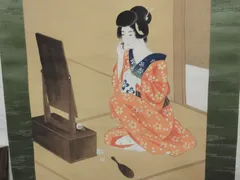 広重　美人画　軸装　共箱　N23-2 広重 美人画 軸装 共箱 N23-2 歌川広重 美人画 軸装 共