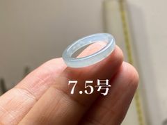 L11-127 ピンキーリング 薄水色 氷種 7.5号 天然グアテマラ産 A貨 本翡翠 くりぬき リング