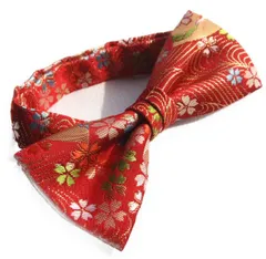 高級 蝶ネクタイ 和柄 一本一本ハンドメイド 日本製 (赤金襴）