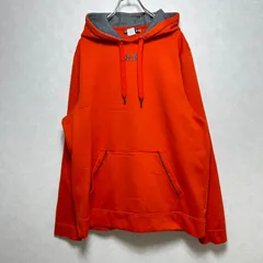 UNDER ARMOUR アンダーアーマー センターロゴ刺繍 プルオーバーパーカー LG/Gサイズ オレンジ スウェットパーカー トレーニング ランニング