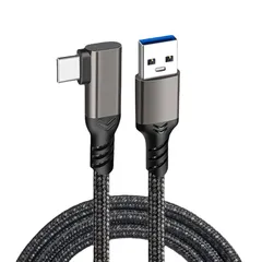 USB Type C ケーブル L字 0.5M 3A急速充電 10Gbps高速データ転送 USB3.2 Gen2 タイプ c ケーブル USB-A to USB-Cケーブル 高速充電 高耐久ナイロン編み USB-C機器対応 1
