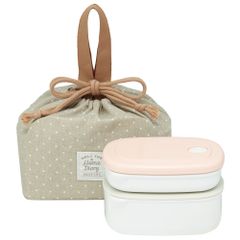 巾着付き 冷凍 作りおき 容器　ピンク グレー　お弁当 ご飯 KSLGD1 スケーター