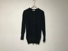 本物ジョンスメドレーJOHNSMEDLEYウールヘンリーネックニット長袖セーターメンズサーフミリタリーアメカジビジネススーツドレスストリートスケーターゴルフ黒ブラックMイギリス製