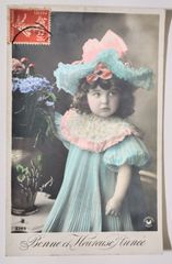 マヌエル　1910年代　モードローブ　帽子　少女 123　フランス ヴィンテージ ポストカード　アンティーク
