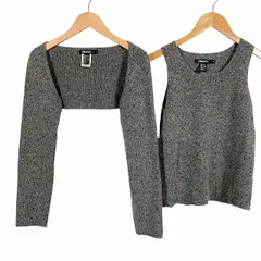 ダナキャランニューヨーク DKNY アンサンブルニット ボレロ アンゴラ混 灰色 グレー P S相当のサムネイル