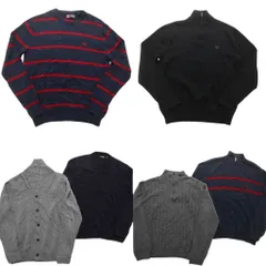 古着卸 まとめ売り チャップス CHAPS セーター 6枚セット (メンズ M ) ケーブル編み ショールカラー ハーフジップ 中古 古着 NC3249