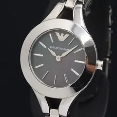 稼動 良品 エンポリオアルマーニ AR-7328 黒シェル文字盤 QZ レディース腕時計 OGH 2000000 NSK