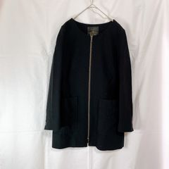 美品 nano・universe ナノユニバース レディース コート サイズ36 S ブラック ノーカラー フルジップ 綿100% キレイめ フォーマル お仕事着 おしゃれ 春