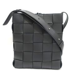 【栄】ボッテガ ヴェネタ カセットバッグ 649601 ショルダーバッグ イントレチャート レザー ブラック系 シルバー金具