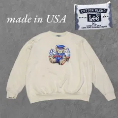 USA製古着LeeプリントスウェットトレーナーXLベージュswh0869