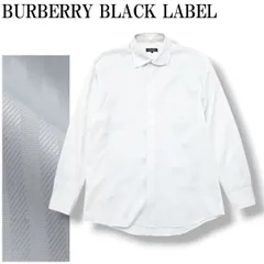 バーバリー ブラックレーベル BURBERRY BLACK LABEL シャドーストライプ柄 ワイドカラー 長袖 ドレスシャツ ワイシャツ Yシャツ 刺繍ロゴ ビジネス カジュアル LL アイスホワイト メンズ