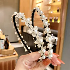 【在庫セール】MOMI カチューシャ フラワーリボン カチューシャ キッズ ヘッドドレス キッズ 子供 パール 髪飾り 子供 カチューシャ 写真撮影 卒業式 入学式 記念撮影 （2個入り）