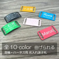 【2個セット】首輪 ハーネス用 曲げられる 名入れ 迷子札 10色 軽量 犬 猫 43.5mm×22.5mmのサムネイル