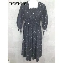 ◇ ◎ NICE CLAUP ドット ウエストベルト付 オフショルダー ロング ワンピース サイズF ブラック レディース 【中古】 【1101260006524】