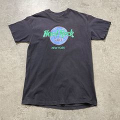 90s.USA製 ハードロックカフェ 半袖Tシャツ ネイビー 茄子紺 L【ST192】