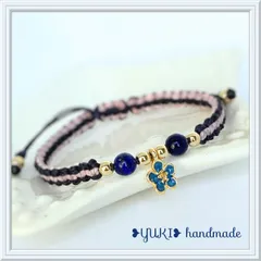 アンクレット or ブレスレット 天然石【ラピスラズリ+ターコイズフラワー】
