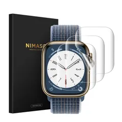 【3枚組】NIMASO フィルム Apple Watch series 9 / 8 / 7 45mm 対応 アップルウォッチ 保護フィルム 高感度タッチ 指紋防止 気泡レス NSW23L983