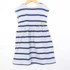 べべ ワンピース トップス ノースリーブ ボーダー柄 キッズ 女の子用 130サイズ 白×青 BeBe 【中古】