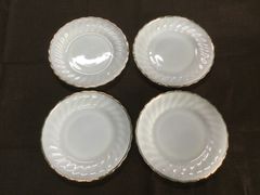 お442 ファイヤーキング　プレート　4枚セット　金色縁どり　Fire king ANCHOR HOCKING