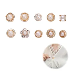 数量限定　[nalaina] ブローチ タックピン ブローチ ピアス ピンバッジ (10個セット) ラペルピン ピンブローチ ピンバッジ ラペルピン 花 パール ストールピン ラペルピン おしゃれ ボタン 胸飾り 縫製不要 卒業式 入学式 パーティー 結婚式