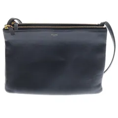 セリーヌ トリオ ラージ　黒レザーバッグ CELINE 【CELINE】セリーヌ トリオ レザー ショルダーバッグ
