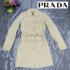 定番NEWPRADA プラダ レインコート リップストップ フード付き ホワイト LR-LX039 メンズ 新品同様 38651 正規品 レインコート