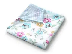 掛け布団カバー 綿混 リバーシブル シングル 幅150x210cm 花柄 チェック柄 ミントグリーン