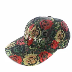 ステューシー STUSSY 帽子 キャップ 花柄 ロゴ刺繍 緑 グリーン 赤 レッド /YI32 ■SHのサムネイル
