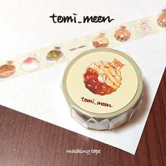 【tomi_moon】柴犬ドーナツ&和菓子のマスキングテープ 犬 シール 食べ物